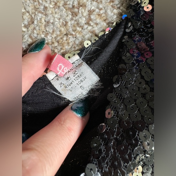 Vintage Sequin Black and Gold Mini Dress - Size Small - Picture 4 of 6